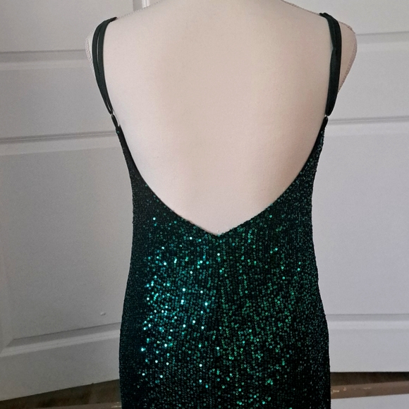 AGENDA DANNOS Spg Straps Sequin Maxi Dress Backless Split Evening Gown L NWT - Picture 6 of 10